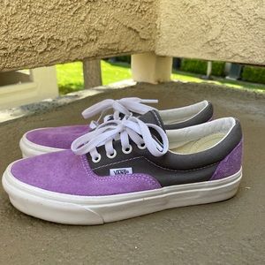 Purple and gray Vans era shoes